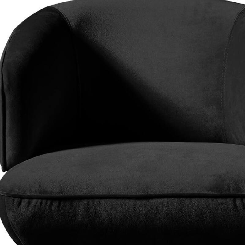 HomeRoots 28" Black Velvet and Steel Lounge Chair - 28.00 in. x 29.00 in. x 35.00 in.
