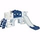 preview thumbnail 30 of 37, 7-in-1 Toddler Slide Set - Spaceship Playset with Slide, Arch Tunnel, Basketball Hoop, and Toy Storage