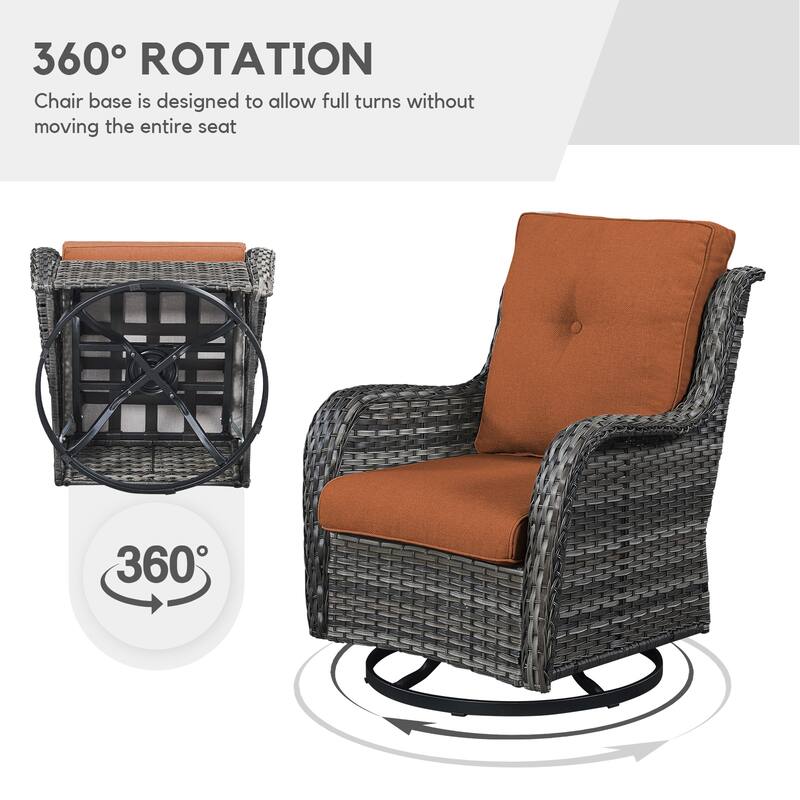 Gymojoy Patio Swivel Rocking Chair Coffee Table Set