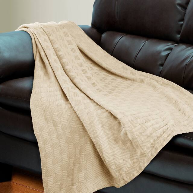 Basketweave All-Season Bedding Cotton Blanket by Superior