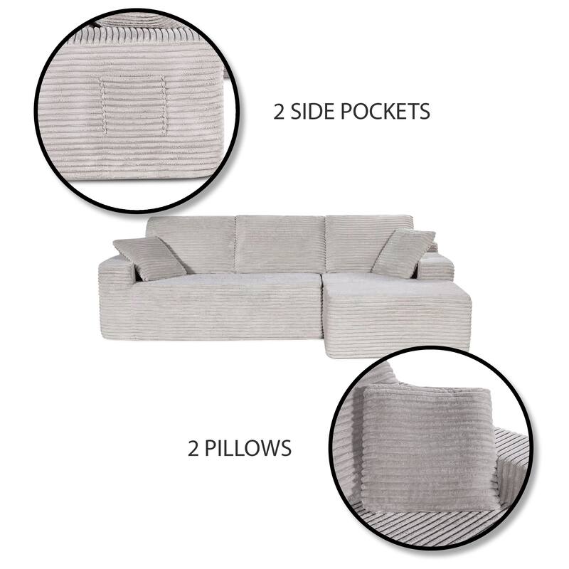 AC Pacific 104 In Modern 3-Piece Sectional Sofa with Reversible Chaise