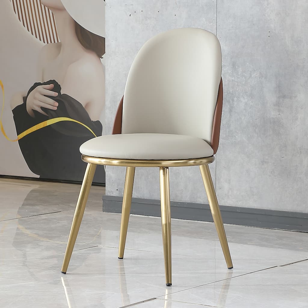 2PCS PU Metal Legs Dining Chairs