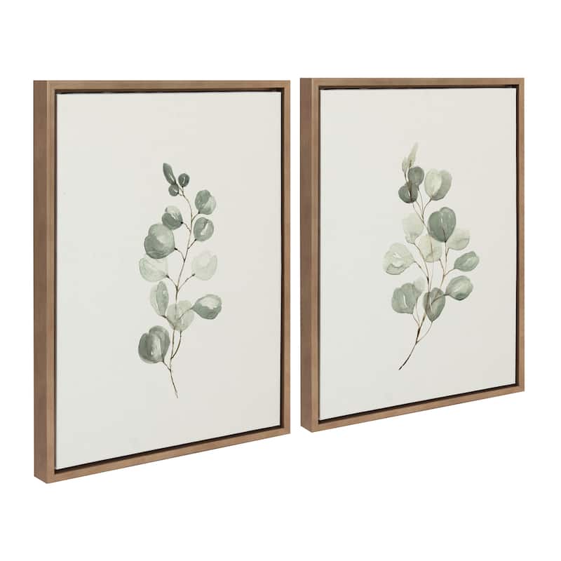 Kate and Laurel Sylvie Eucalyptus Framed Canvas Set by Maja Mitrovic of Makes My Day Happy