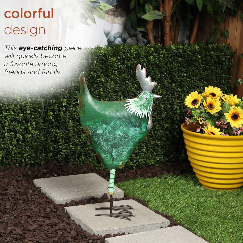 Metal Green Cottage Farm Hen Decor