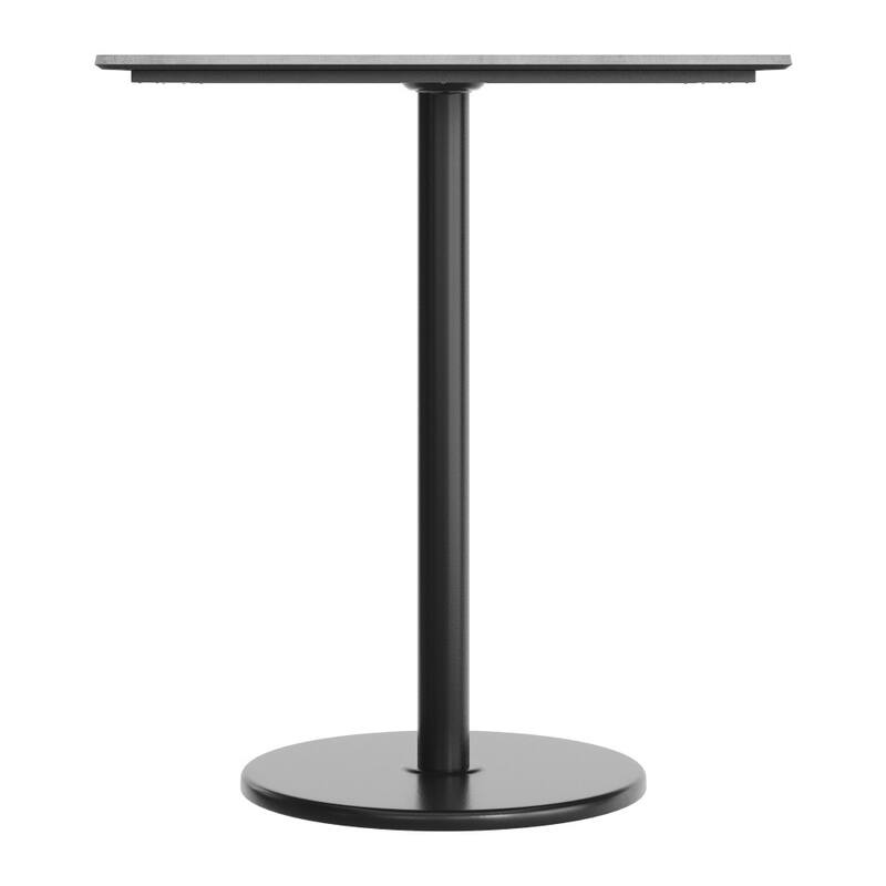 Commercial HPL Tabletop with Bar Height Round Base - 36"W x 36"D x 42"H