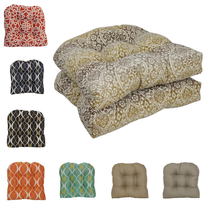 19-inch Rounded Back Premium Woven Outdoor Chair Cushions (Set of 2) - 19 x 19