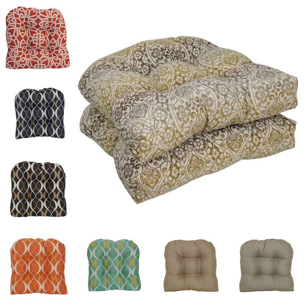 19-inch Rounded Back Premium Woven Outdoor Chair Cushions (Set of 2) - 19 x 19