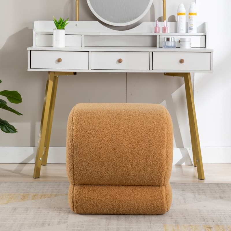 Teddy Fabric S-shape Ottoman Makeup Stool Footstool