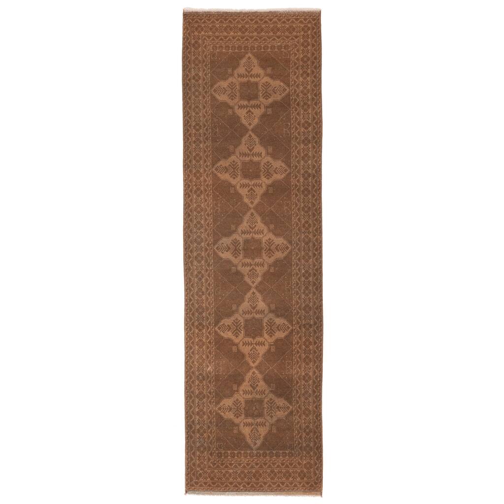 ECARPETGALLERY Hand-knotted Finest Khal Mohammadi Dark Brown Wool Rug - 2'8 x 9'7