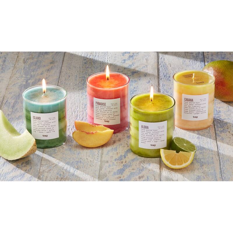 Fragrance Fusion Cabana Flame Scented Jar Candle Yellow 11.6oz 40hr Burn Time Everyday Home Decor