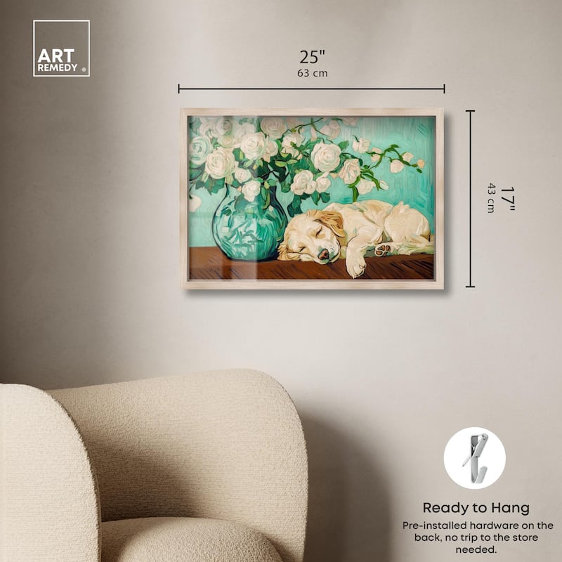 Rose Vase Puppy Shadowbox by Art Remedy