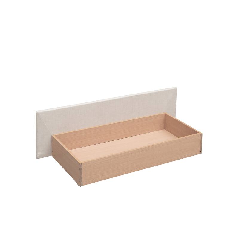 Queen Linen Upholstered Trundle Bed with 2 Drawers