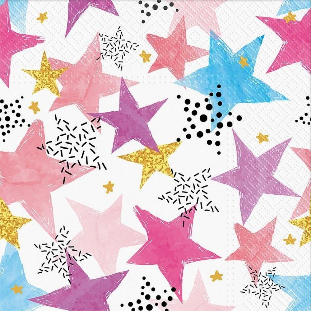 Set Of 20 Luncheon Star Party Napkins
