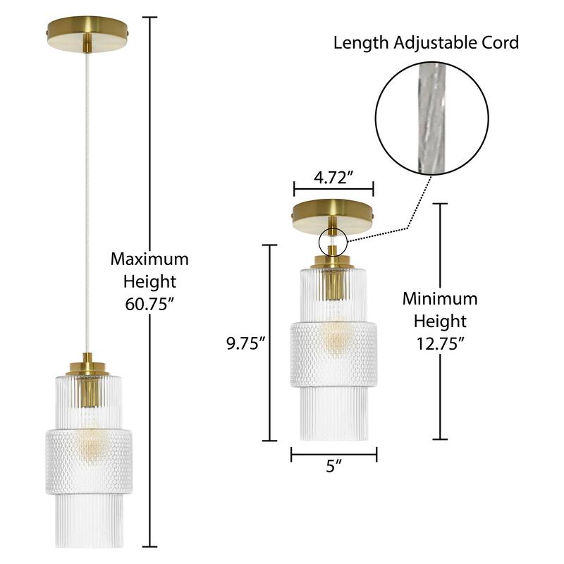 Gladstone River of Goods Glass and Metal Pillar Shade Pendant Light