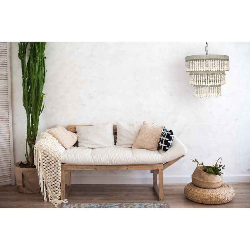 3-Tier Draped Wood Bead Chandelier