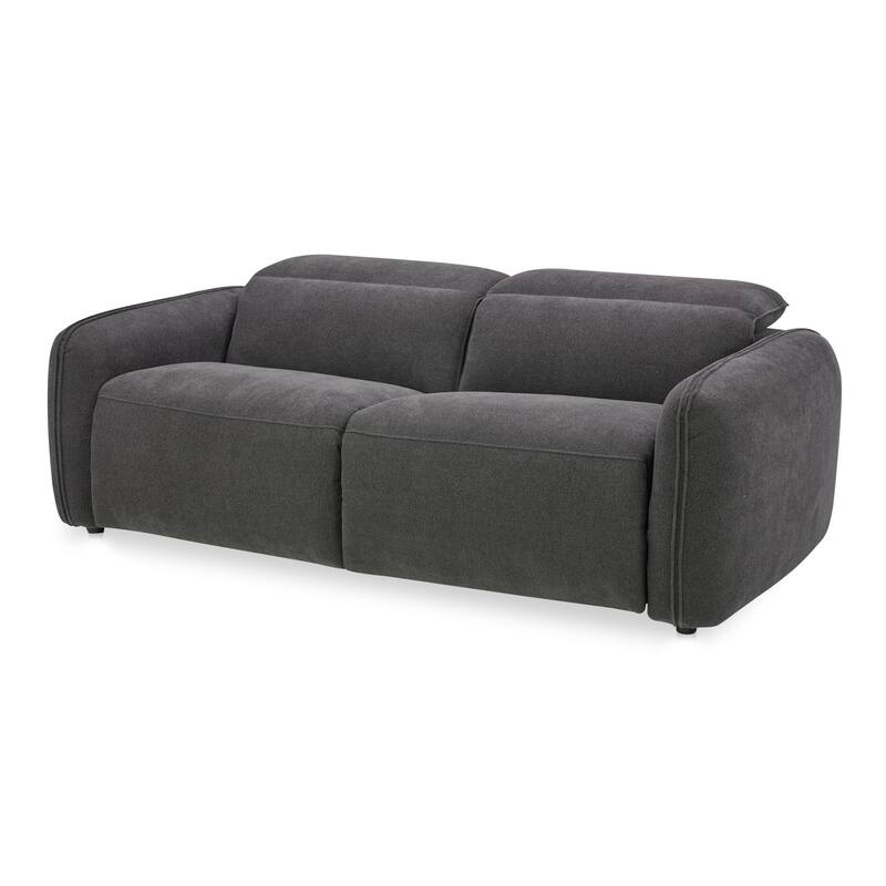 NADAAL STUDIOS Yarrow, Power Recliner Sofa Solid Wood Frame with Upholstery Fabric, Charcoal Grey - Seats 3