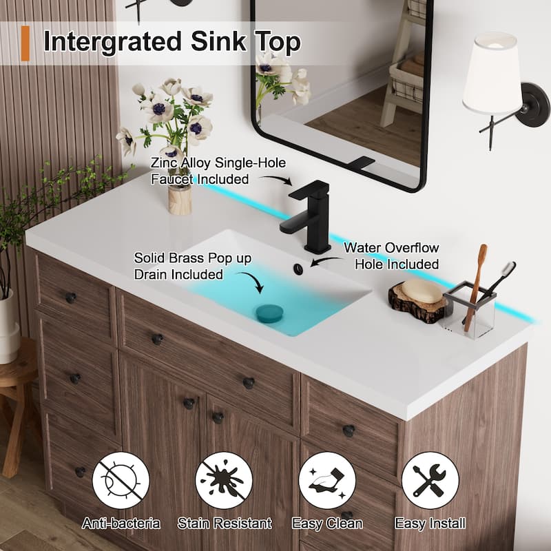 36"/48"/60"/72" Bathroom Vanity Set with Sink & Faucet
