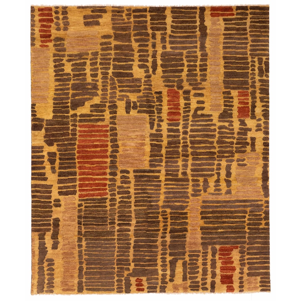 ECARPETGALLERY Hand-knotted Tangier Brown Wool Rug - 8'1 x 9'7