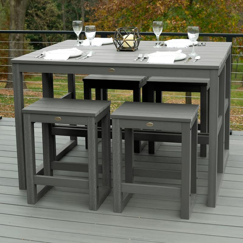 HIGHWOOD Monroe Modern Counter Height Balcony Stool/Table 6-Piece Set - N/A