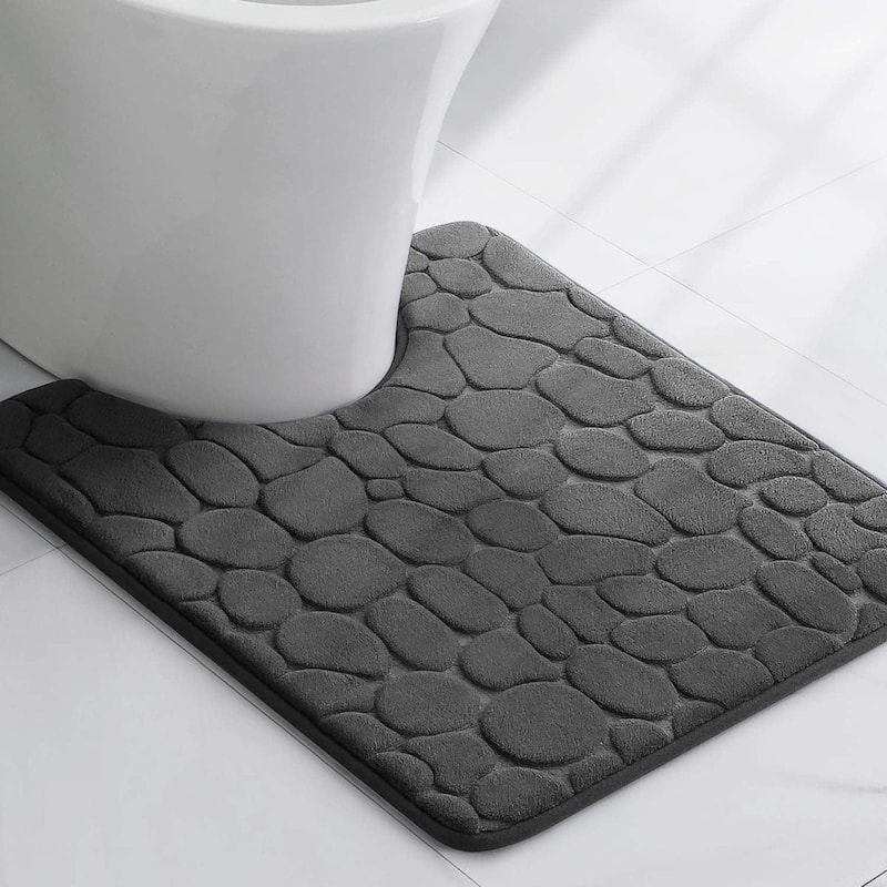Memory Foam Contour Bath Mat Pebble Design 18x20