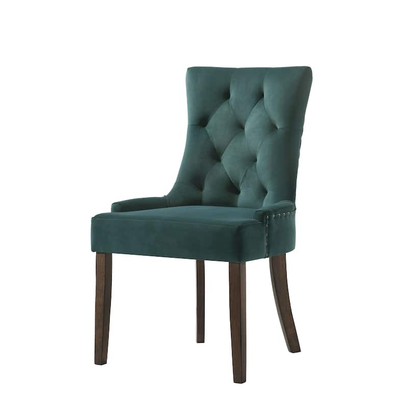 Farren Green Velvet & Weathered Oak Finish Side Chair (Set of 2)