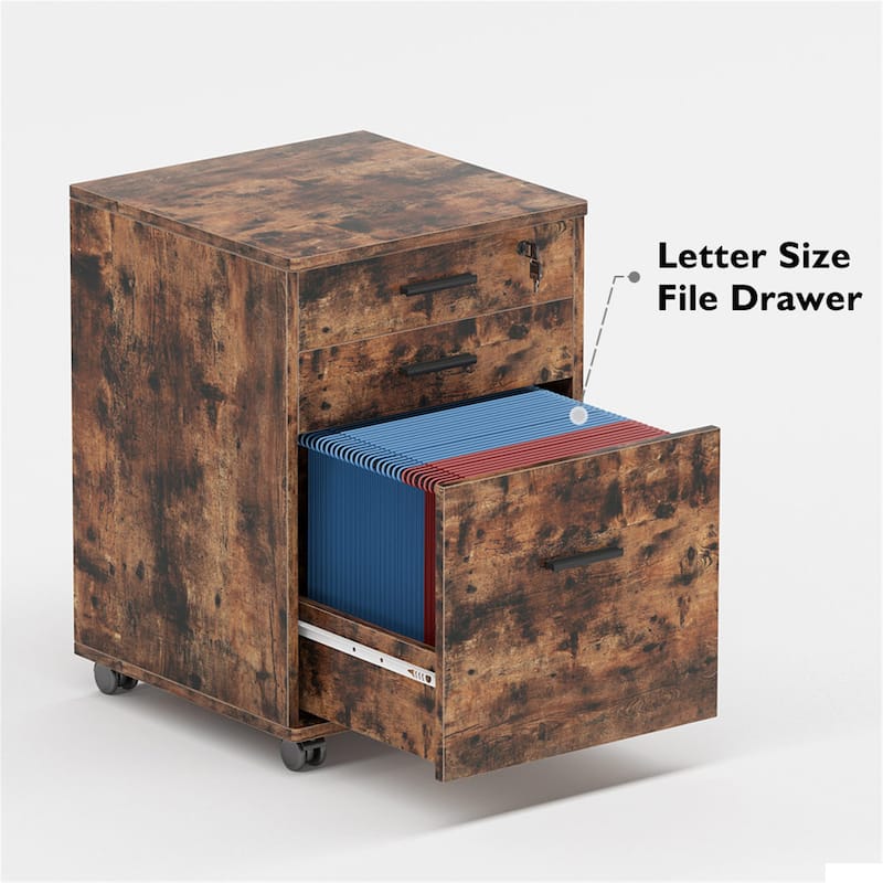 Large Executive Desk with File Cabinet, L Shaped Computer Desk Storage Cabinet