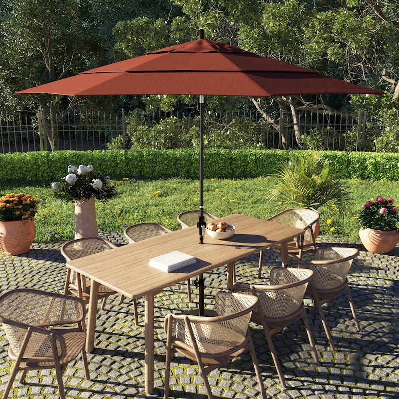 California Umbrella 11' Rd. Alum/Fiberglass Rib Market Umb,Crank Lift/Collar Tilt, Dbl Wind Vent, Black Finish, Olefin Fabric