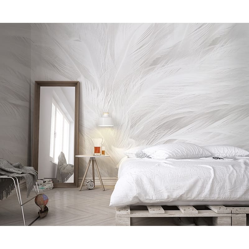 GK Wall Design Monochrome Scandinavian Abstraction Feather Wallpaper