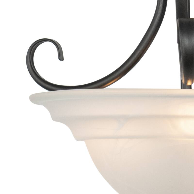 Flush Mount Ceiling Light - 14" Bronze Finish White Glass Shade - 86.75