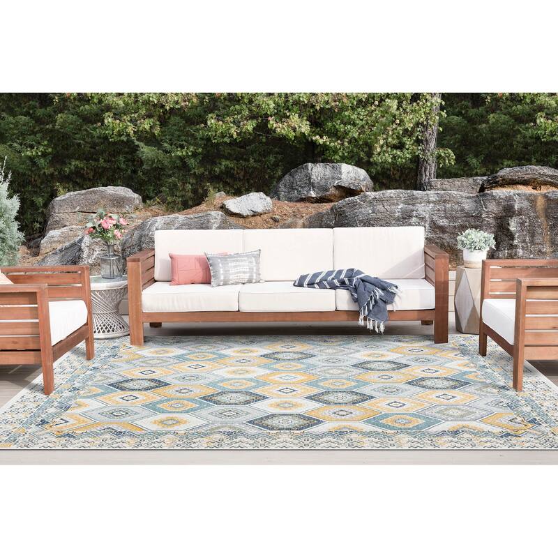 Alfresco Nautical & Coastal Geometric Reversible Indoor/Outdoor Area Rug