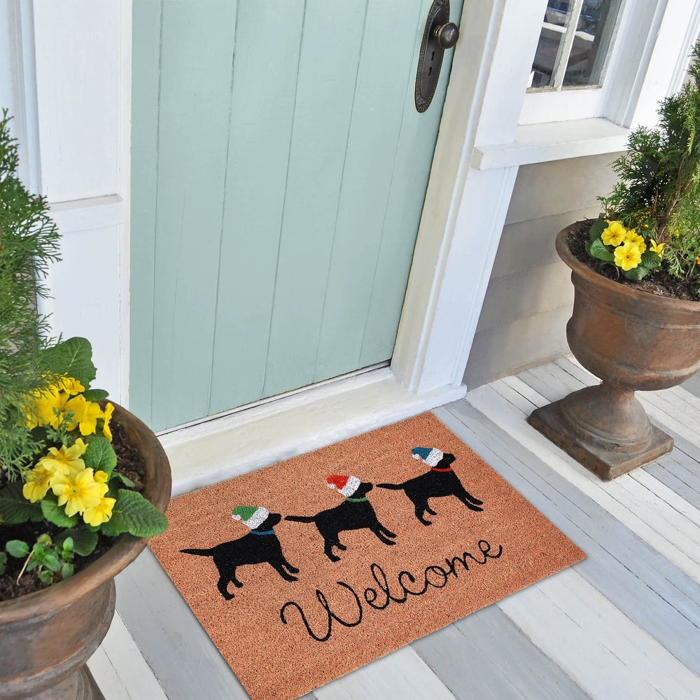 Liora Manne Three Dogs Welcome Door Mat (1'6" x 2'6") - 1'6" x 2'6"