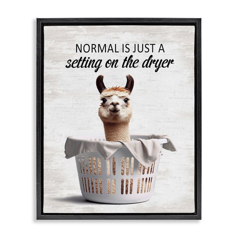 Stupell Funny Normal Dryer Quote Framed Floater Canvas Wall Art Design By Lettered and Lined - 25 x 31 - Black