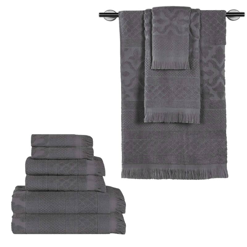 Superior Rolla Cotton Geometric Jacquard Plush Soft 9 Piece Towel Set