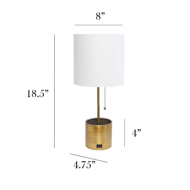 18.5 in. Gold Finish Table Lamp with White Shade, Sturdy Table Lamp for Living Rooms and Bedrooms