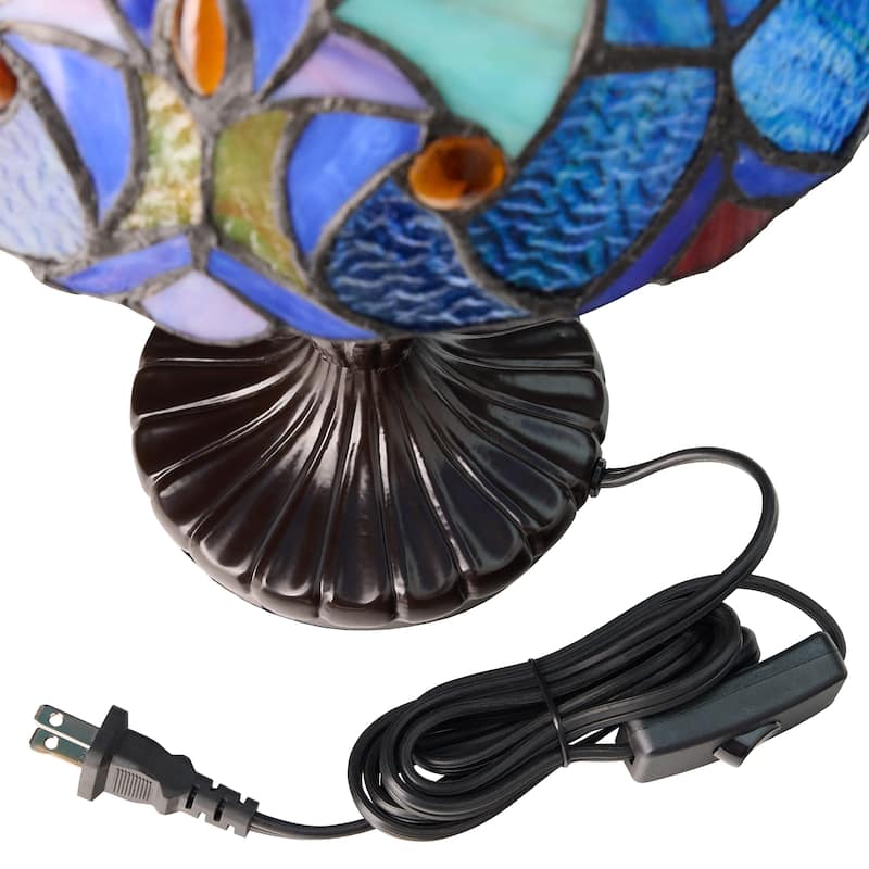 Halston River of Goods Brown Metal and Stained Glass Dome Shade 17-Inch Table Lamp - 10.25" x 10.25" x 17"