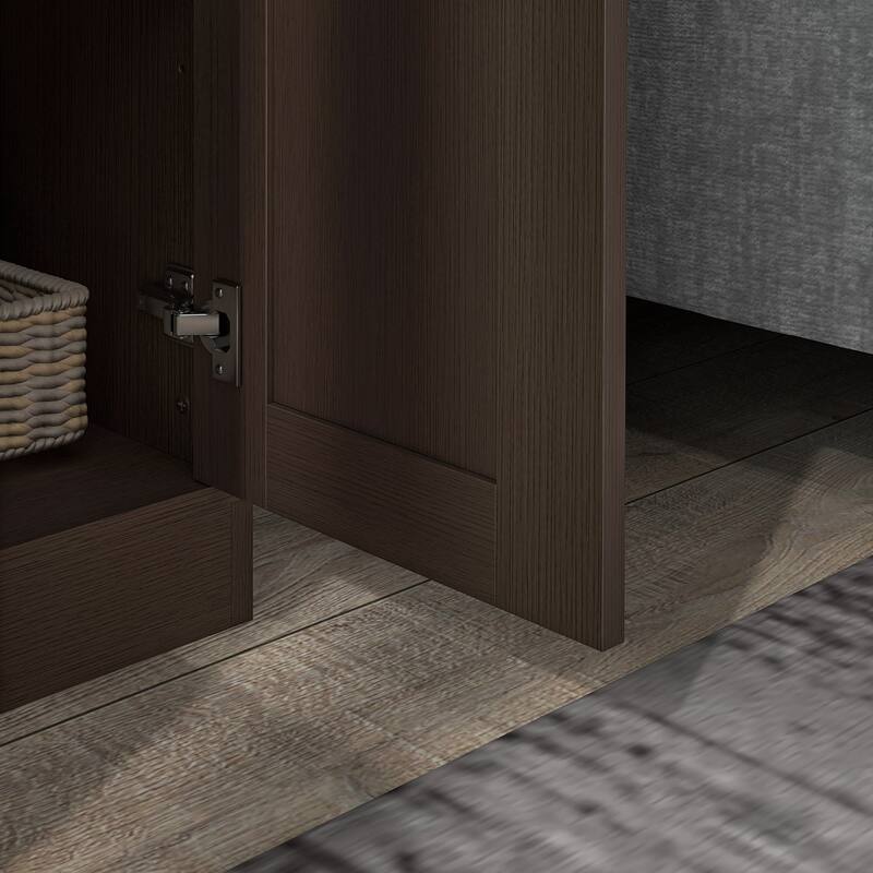 69" Tall Storage Cabinet with Movable Storage Shelves, Modern Style Pantry Cupboard Cabinet with Soft Close Doors, Coffee