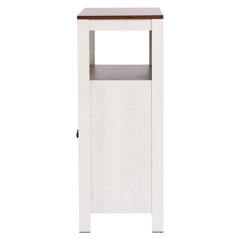 White and Brown Wood 2-Door Bathroom Storage Cabinet - 30.25" H x 23.63" W x 12.4" D