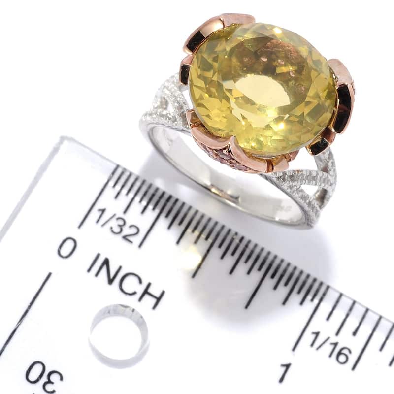 Sterling Silver 11.14ctw Lemon Quartz & Multi Gemstone Ring