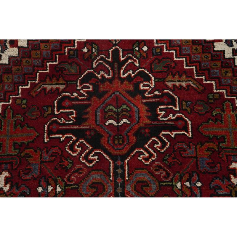 Hand Knotted Oriental 100% Wool Carpet Traditional Geometric Red Heriz Area Rug - 10' 10'' X 7' 7''