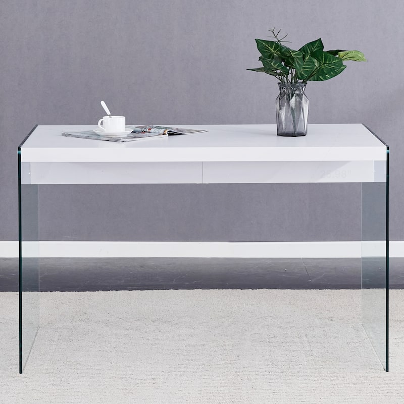 Elegant Coffee Table with Sturdy Structure and Modern Design - Transparent and White