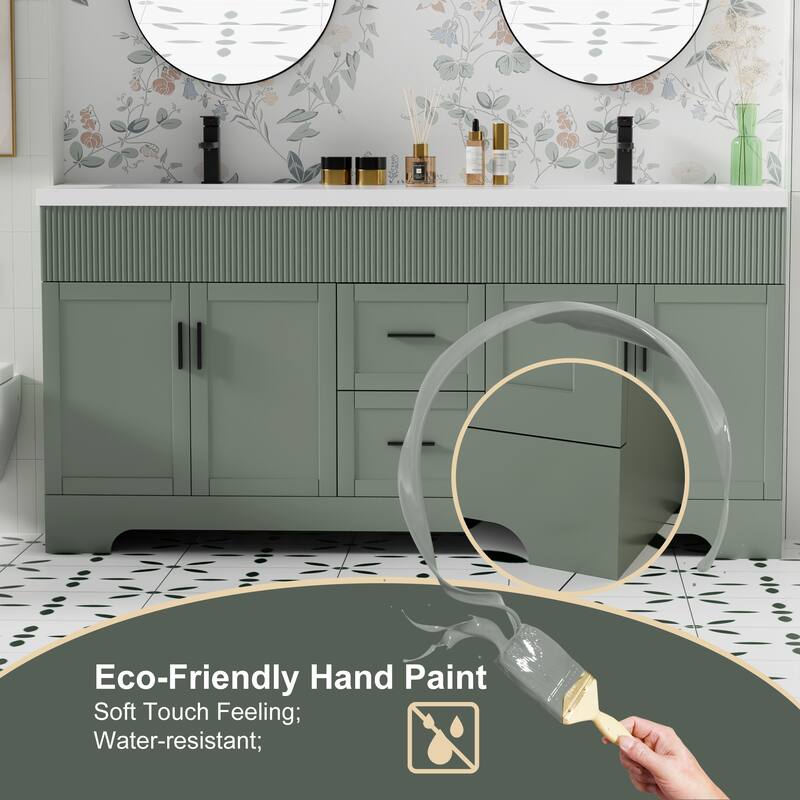 Modern 24"/30"/36"/48" Wave-Line Bathroom Vanity Set with Sink & Faucet