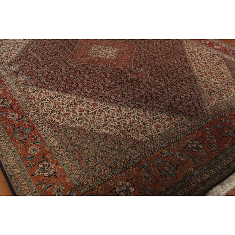 Vegetable Dye Tabriz Persian Vintage Rug Handmade Wool Carpet - 9'11" x 13'1"