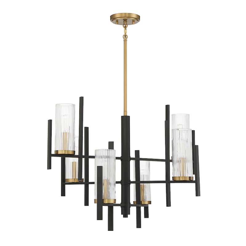 Midland 6-Light Chandelier in Matte Black with Warm Brass Accents - Matte Black with Warm Brass Accents