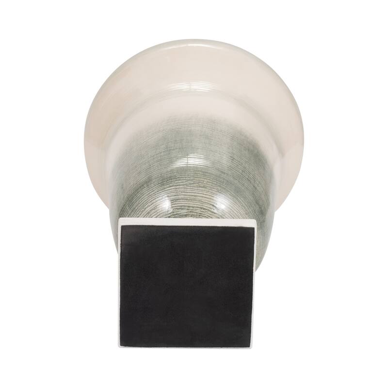 Sagebrook Home Neutral Coastal Glass Sage/Ivory Round Vase On Marble Base