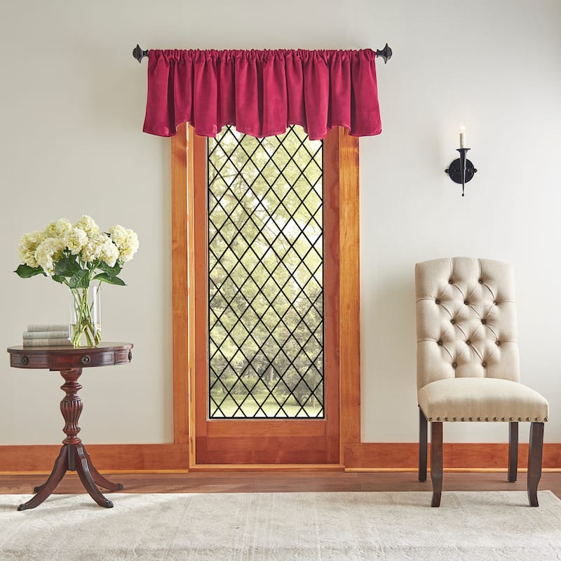 Martha Stewart Lucca Velvet Blackout Curtains - Panel Pair or Valance - Valance - Pomegranate