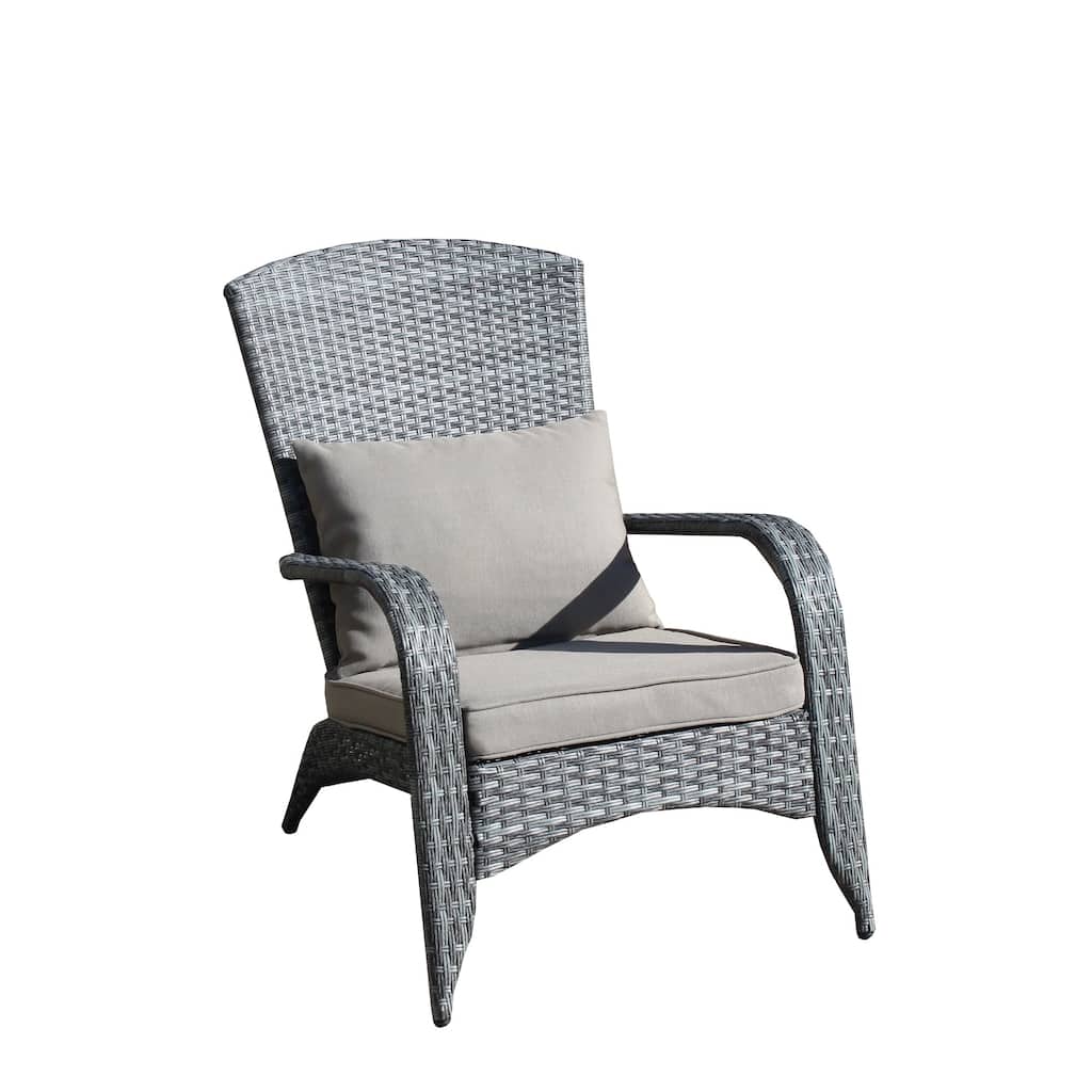 2-Piece Wicker Outdoor Dining Chairs with Beige Cushions