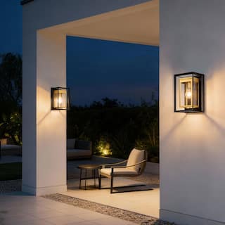 1-Light Black Gold Two-tone Metal Outdoor Wall Sconce