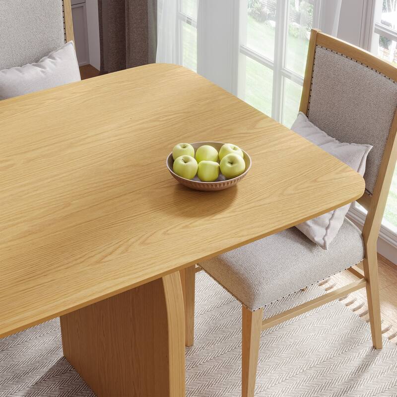 Farmhouse Dining Table Solid Wood Kitchen Table with Arched Legs Square Wood Top for Dining Room & Kitchen - 67"x33.5"