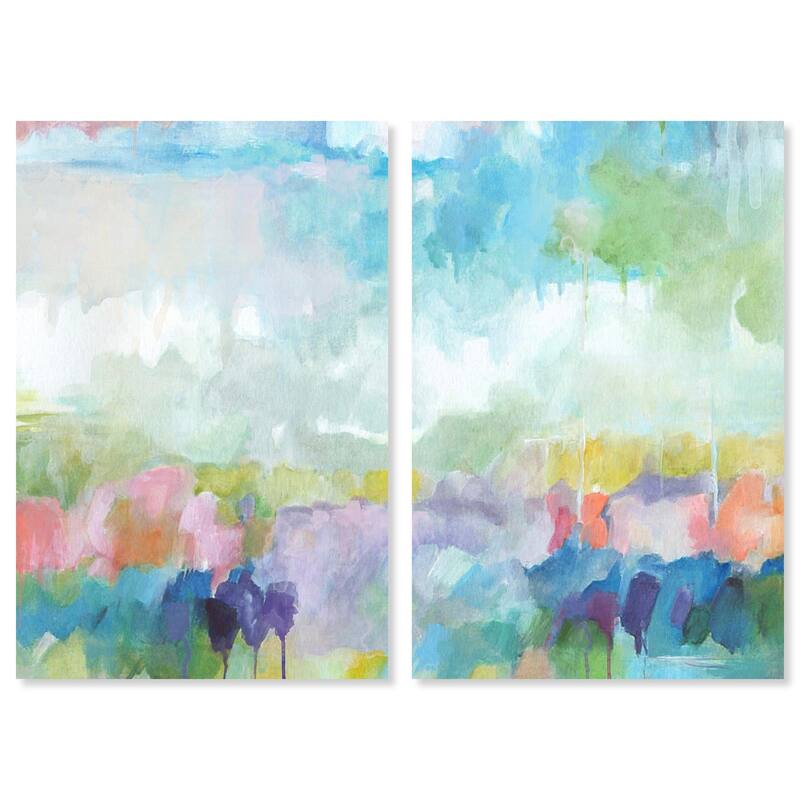 Harmonic Greens Canvas Set of 2 by Art Remedy, Gallery Wrapped - 24" x 36"