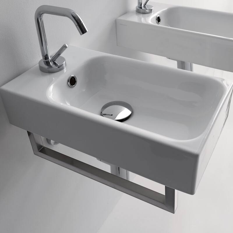 WS Bath Collections 9-13/16" Ceramic Wall Mounted / Vessel Bathroom - White